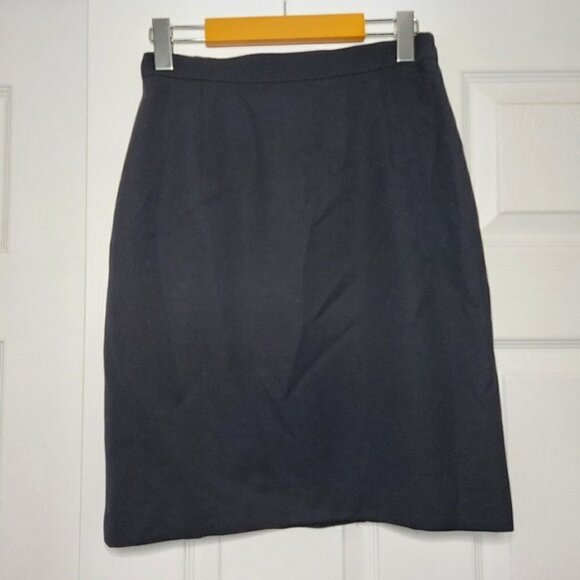 classic VINTAGE NAVY 100% WOOL HIGH-WAISTED SKIRT - Picture 3 of 7